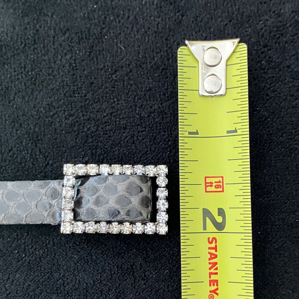 Vintage Python Leather Skinny Belt Rhinestone Buckle Neiman Marcus S - Picture 13 of 14